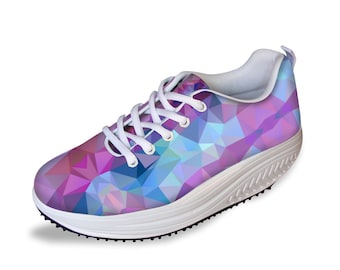 Chaussures Low Poly Rocker, Baskets à bas bascule, Baskets futuristes, Alien Core, Chunky Platform Shoes, Plates-formes pastel