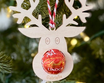 Reindeer Chocolate Holder | Lindt | Personalised Christmas Ornament | Custom Ornament | Teacher Gift