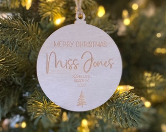 Personalised Teacher Ornament | Personalised Christmas Ornament | Custom Ornament | Merry Christmas