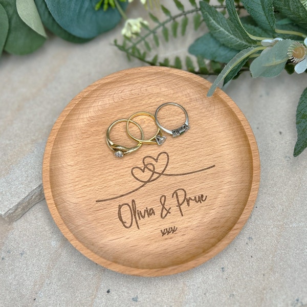 Personalised Ring Tray | Round Trinket Tray | Wooden Tray | Mother's Day