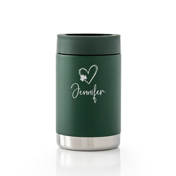 St Patrick's Day | Personalised Stubby Holder | Stubby Cooler | Beer Bottle Cooler | Can Cooler | Stainless Steel | Heart & Shamrock