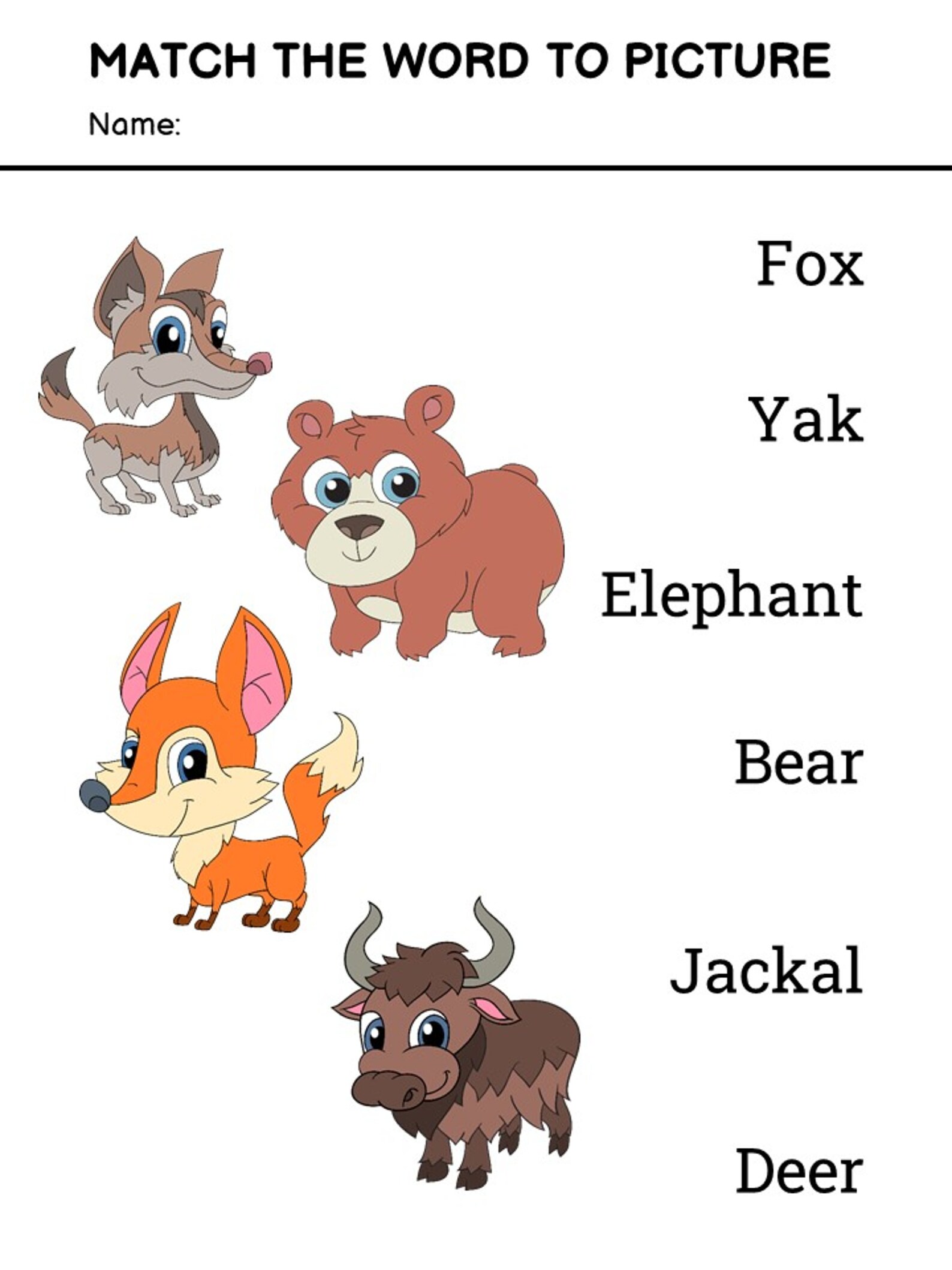 match-the-names-to-the-animal-worksheets-for-primary-etsy