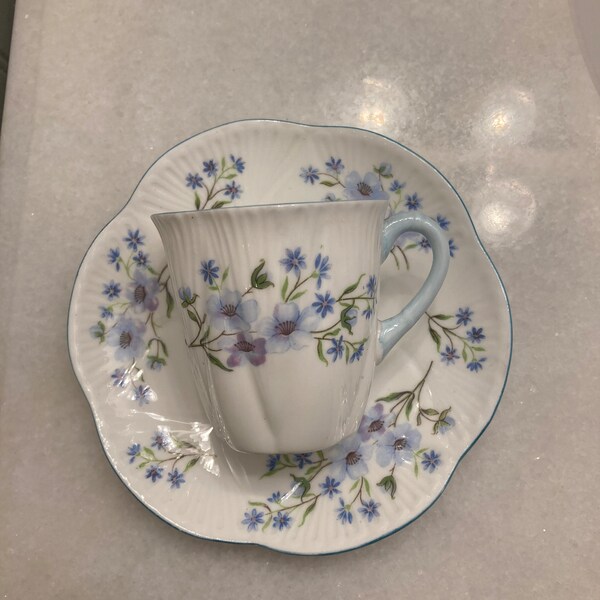 Shelly Demitasse Cup and Saucer "Blue Rock"