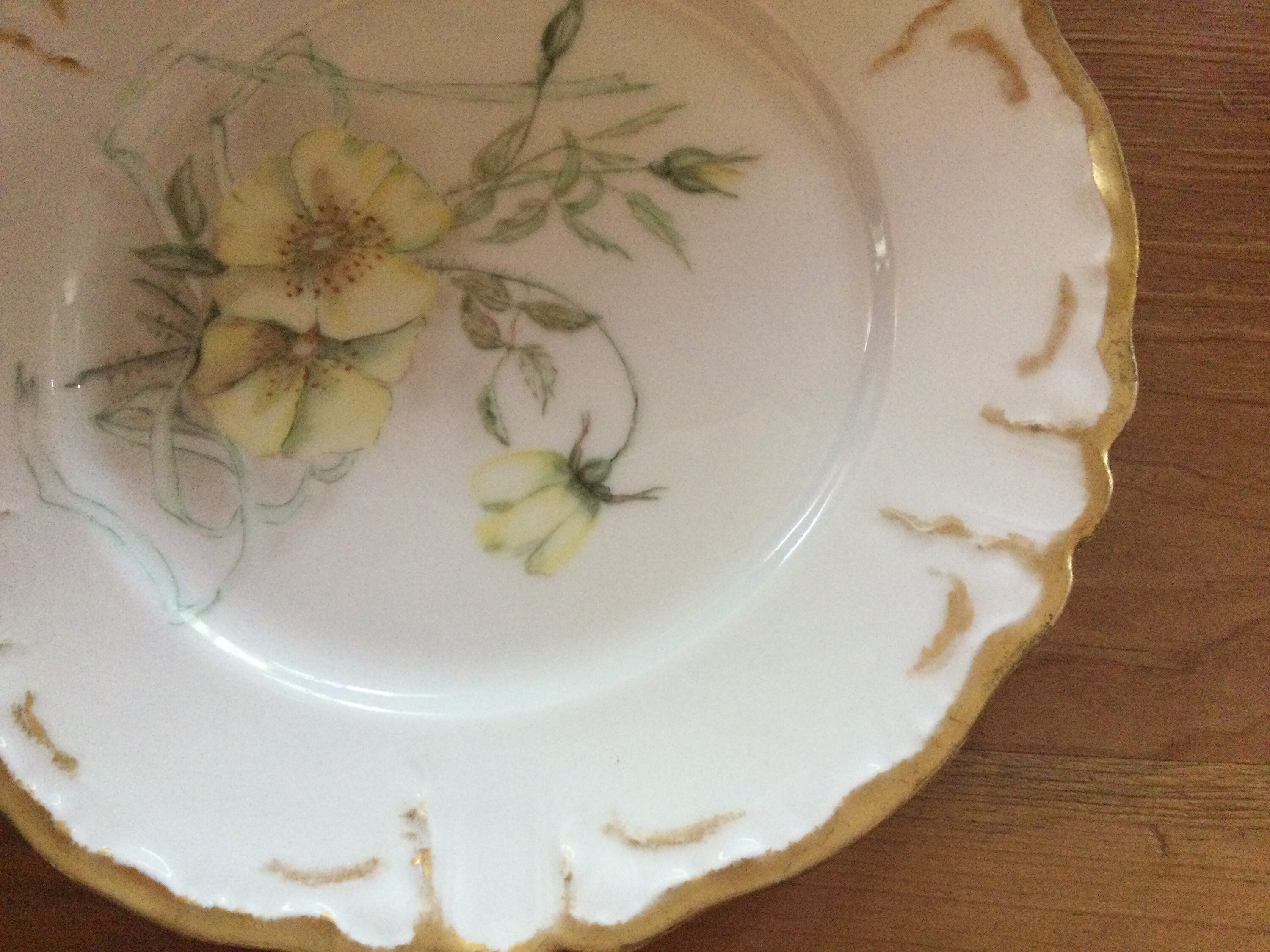 Limoges Hand Painted Plate Yellow Roses Etsy