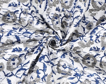 Couette kantha indienne en coton bio imprimé bloc à la main, courtepointe queen size, couvre-lit vintage floral bleu matelassé à la main couverture kantha confortable