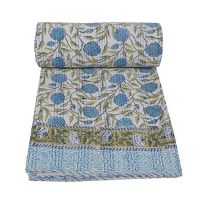 indian hand block print kantha quilt, king quilt. queen quilt. cotton quilt, kantha throw, kantha bedspread, bedding quilt, indian quilt