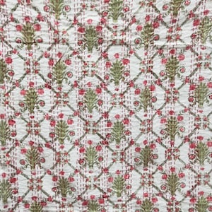 Queen Kantha Quilt Handblockdruck Kantha Tagesdecke Blumendruck Baumwollquilt KanthaBlanket Baumwollwurf Bettdecke King-Size-Quilt