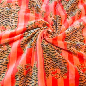 Beautiful Velvet Fabric Orange Color Indian Fabric print velvet fabric for upholstery curtain, cushion cover, dress making velvet