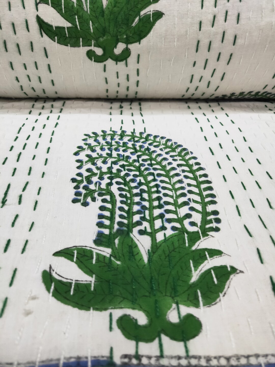 Indian Kantha Quilt, White Quilt, King Size Quilt. King Quilt, Quilt for Sale, Queen Quilt, Twin