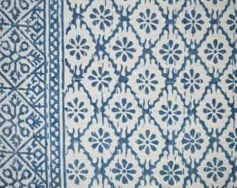 Hand Block Print Queen Kantha Quilt: Indian Cotton Bedspread