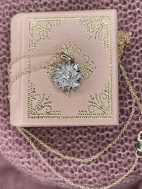 Diamond Platinum and Gold Necklace - image 2