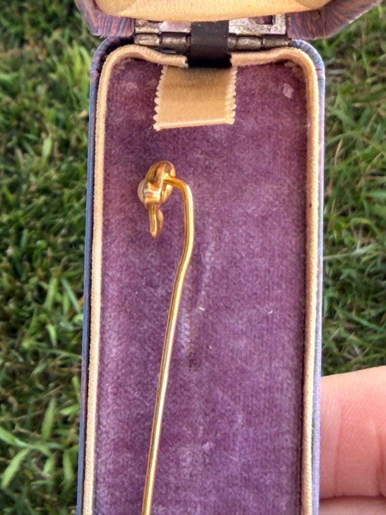 Art Nouveau 14 Karat Gold Diamond and Pearl Stickpin image 16