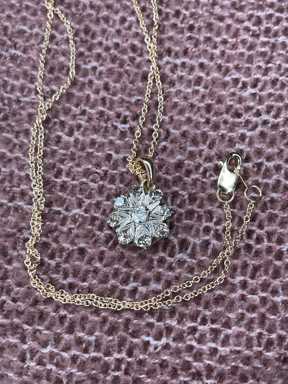 Diamond Platinum and Gold Necklace - image 3