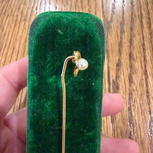 Art Nouveau 14 Karat Gold Diamond and Pearl Stickpin image 13