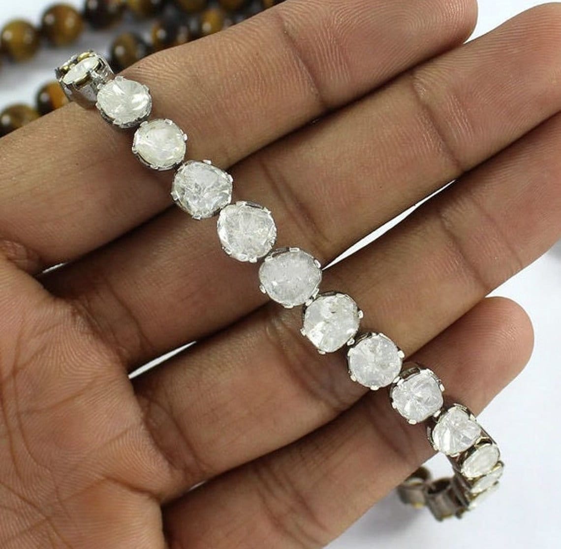 Diamond Jewelry Natural Diamond Polki & Diamond Gold & Sterling Silver Bracelet Diamond Jewelry Natural Diamond Polki & Diamond Gold & Sterling Silver Bracelet