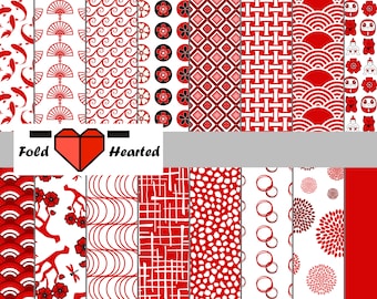 Red Origami Paper Value Pack, Japanese Inspired, 6 in X 6 in, to DOWNLOAD and PRINT
