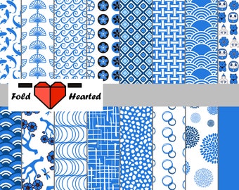 Blue Origami Paper Value Pack, Japanese Inspired, 6 in X 6 in, to DOWNLOAD and PRINT