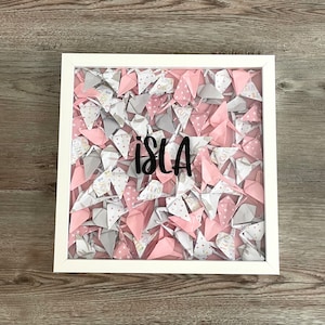 Personalized Origami Crane Shadow Box for Baby Gift, Nursery Decor, Kid&#39;s Room Wall Art, Decor for Baby&#39;s Room, 1st Birthday Present