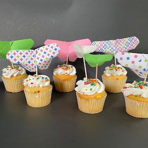 14-pack of origami butterfly cupcake toppers in custom colors | Cupcake decorations | Party supplies | Baby shower decorations