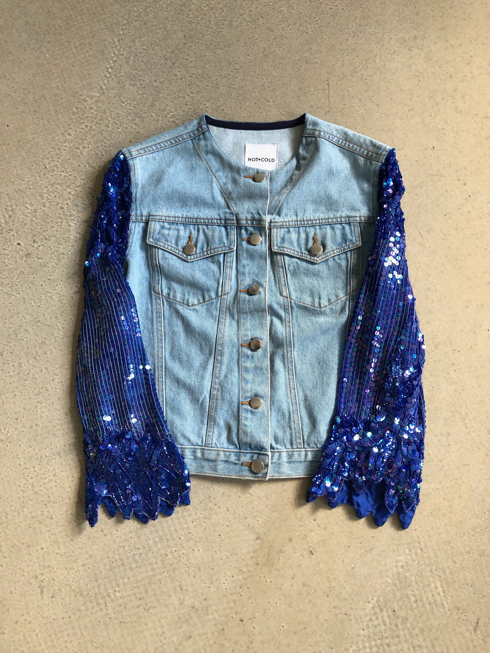 Reworked Sustainable Sequin Denim Jacket Etsy