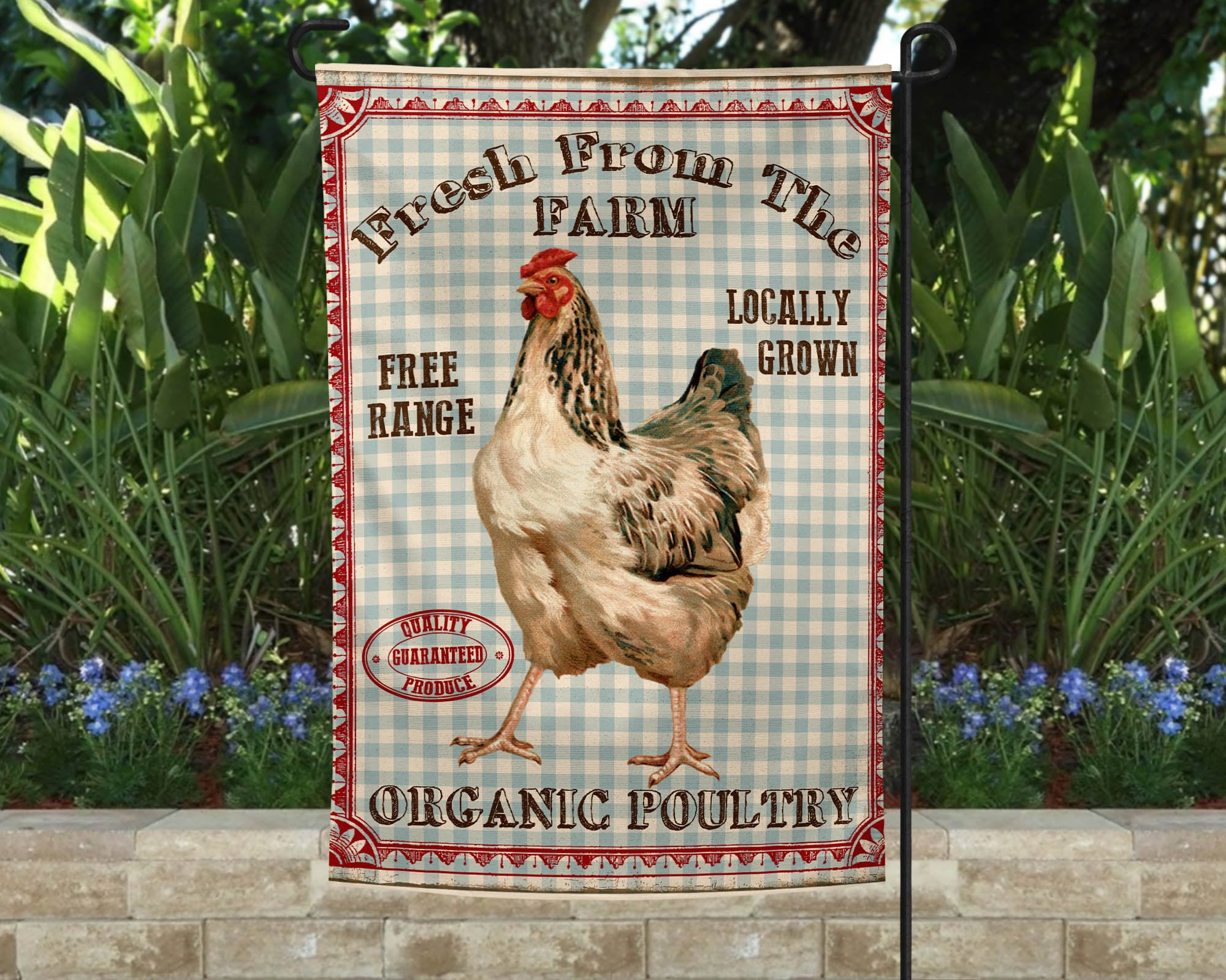 Chicken Garden Flag Farm House Decor Flag Yard Etsy