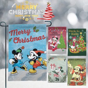 *NEW* DISNEY Mickey Mouse Minnie Mouse "MERRY CHRISTMAS" Garden Flag *NEW* DISNEY Mickey Mouse Minnie Mouse "MERRY CHRISTMAS" Garden Flag