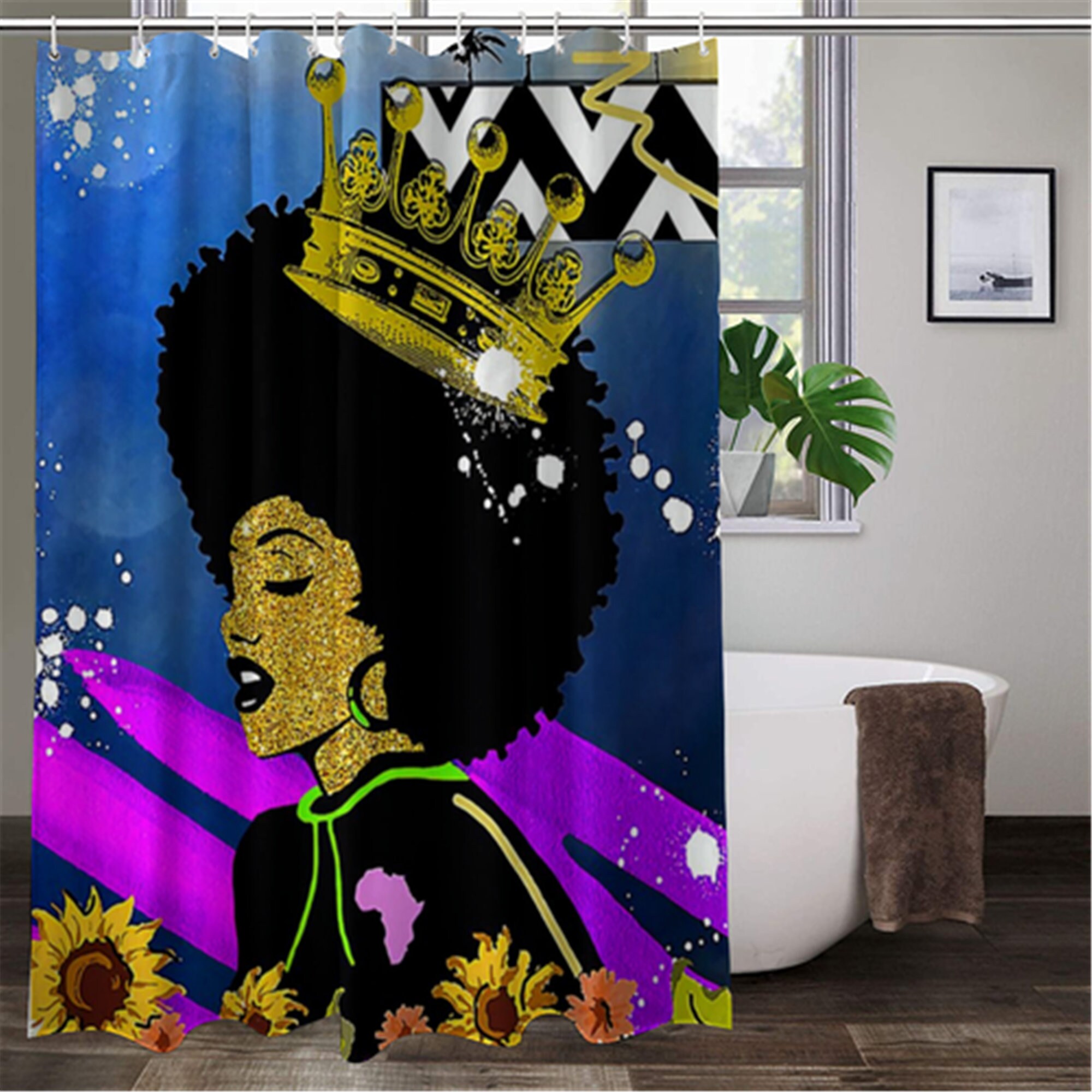 Black Queen Shower Curtain Black girl Shower Curtain Custom Etsy