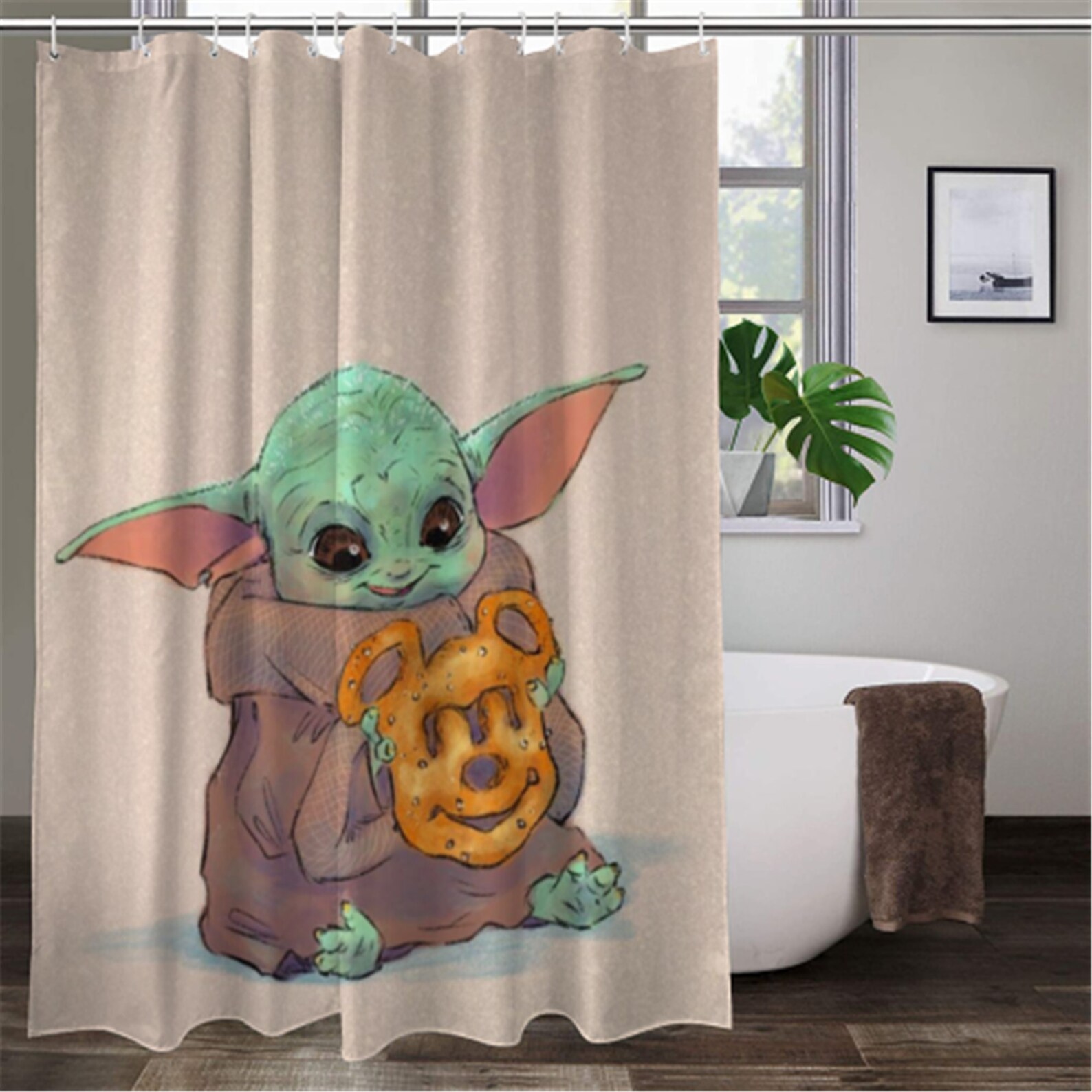 Yoda Shower Curtain Star Wars Shower Curtain Custom Shower Etsy