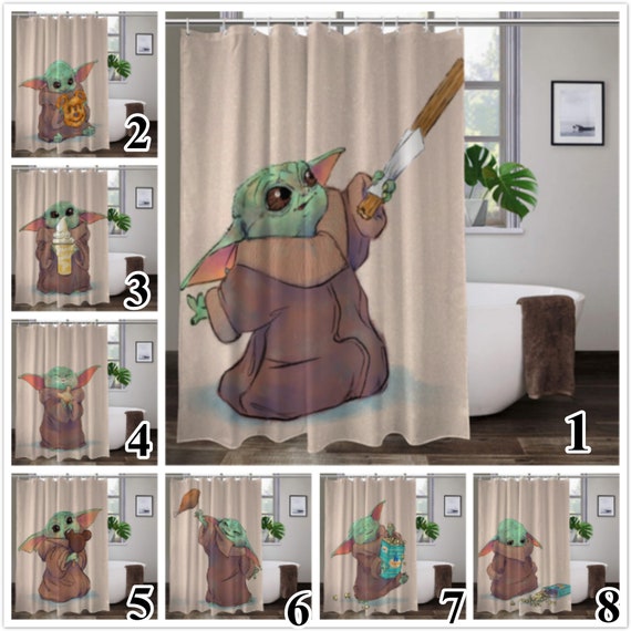 Yoda Shower Curtain Star Wars, Baby Yoda Shower Curtain Set Uk