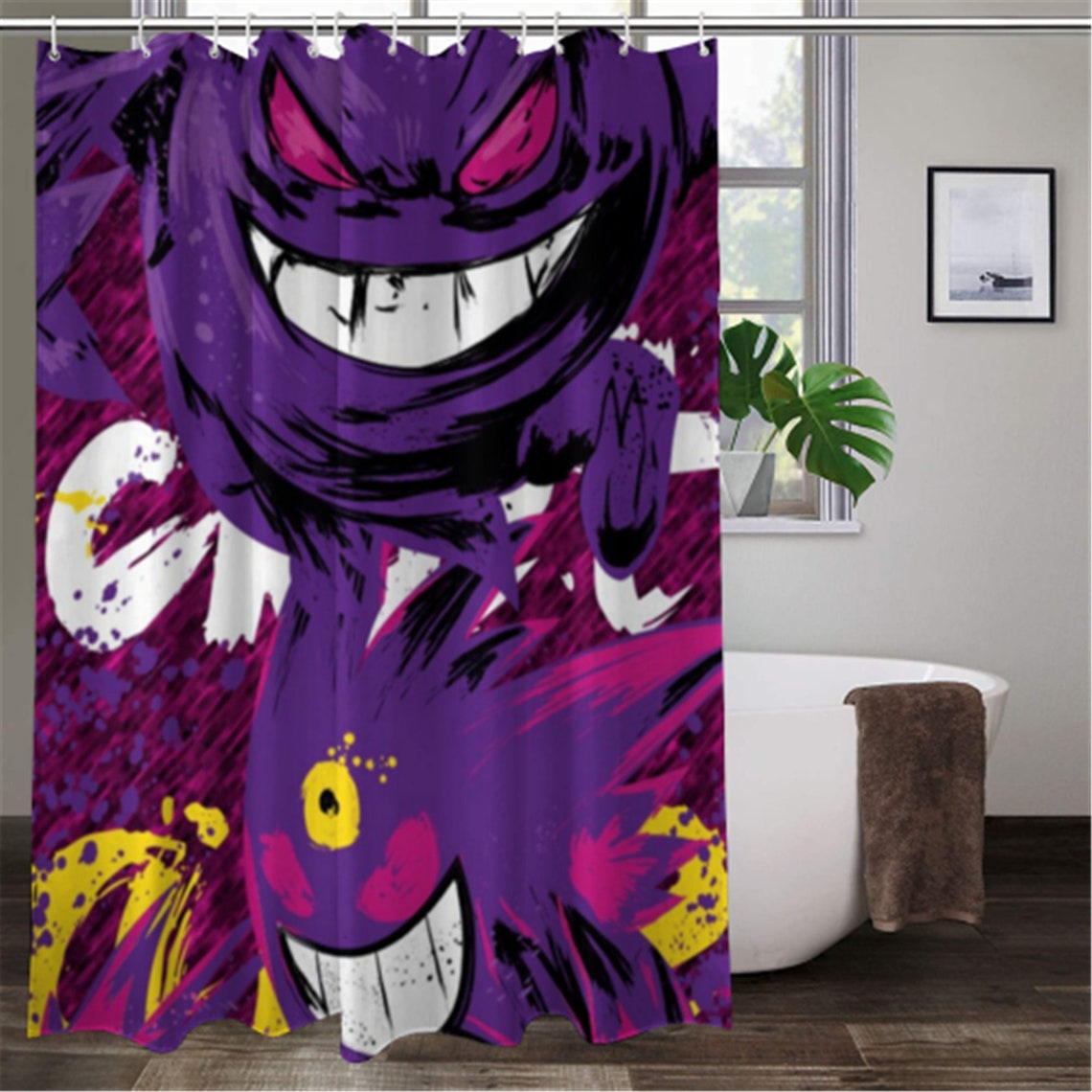 Pikachu Shower Curtain Pokemon Shower Curtain Custom Shower Etsy