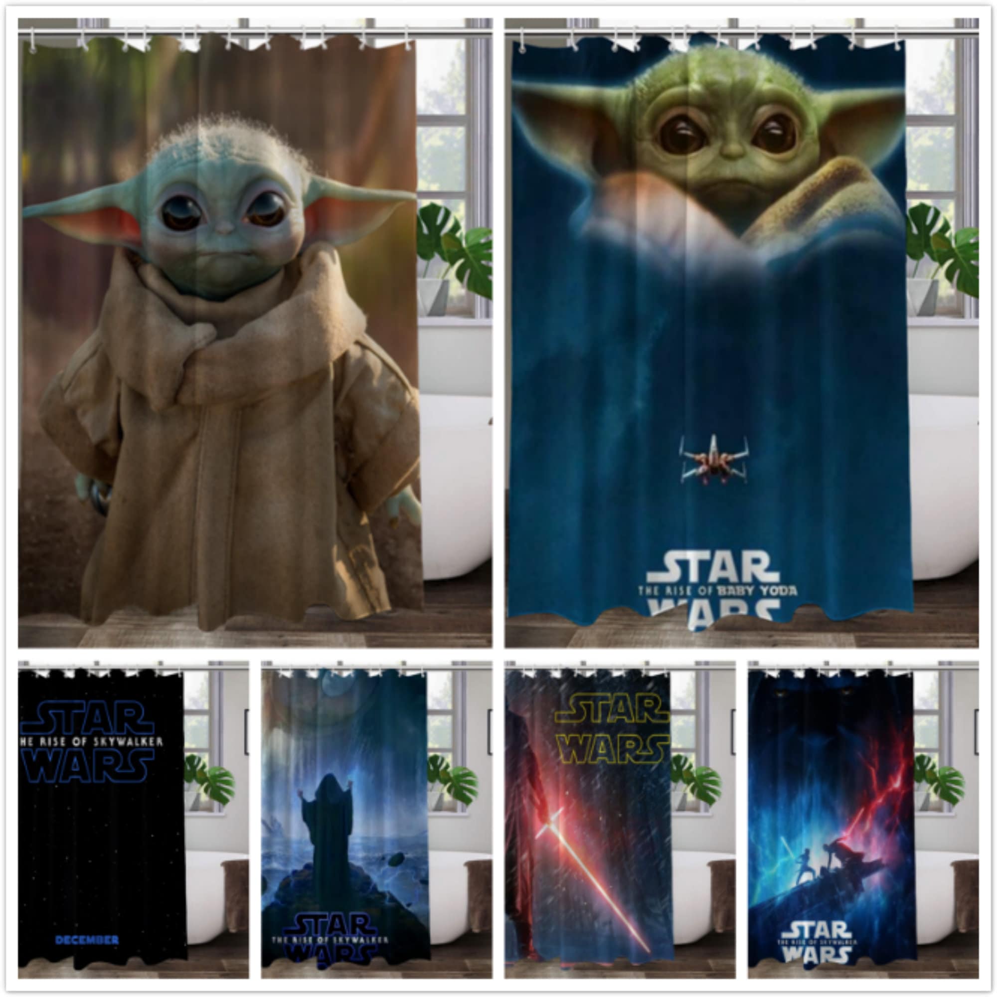 Yoda Shower Curtain Star Wars Shower Curtain Custom Shower Etsy
