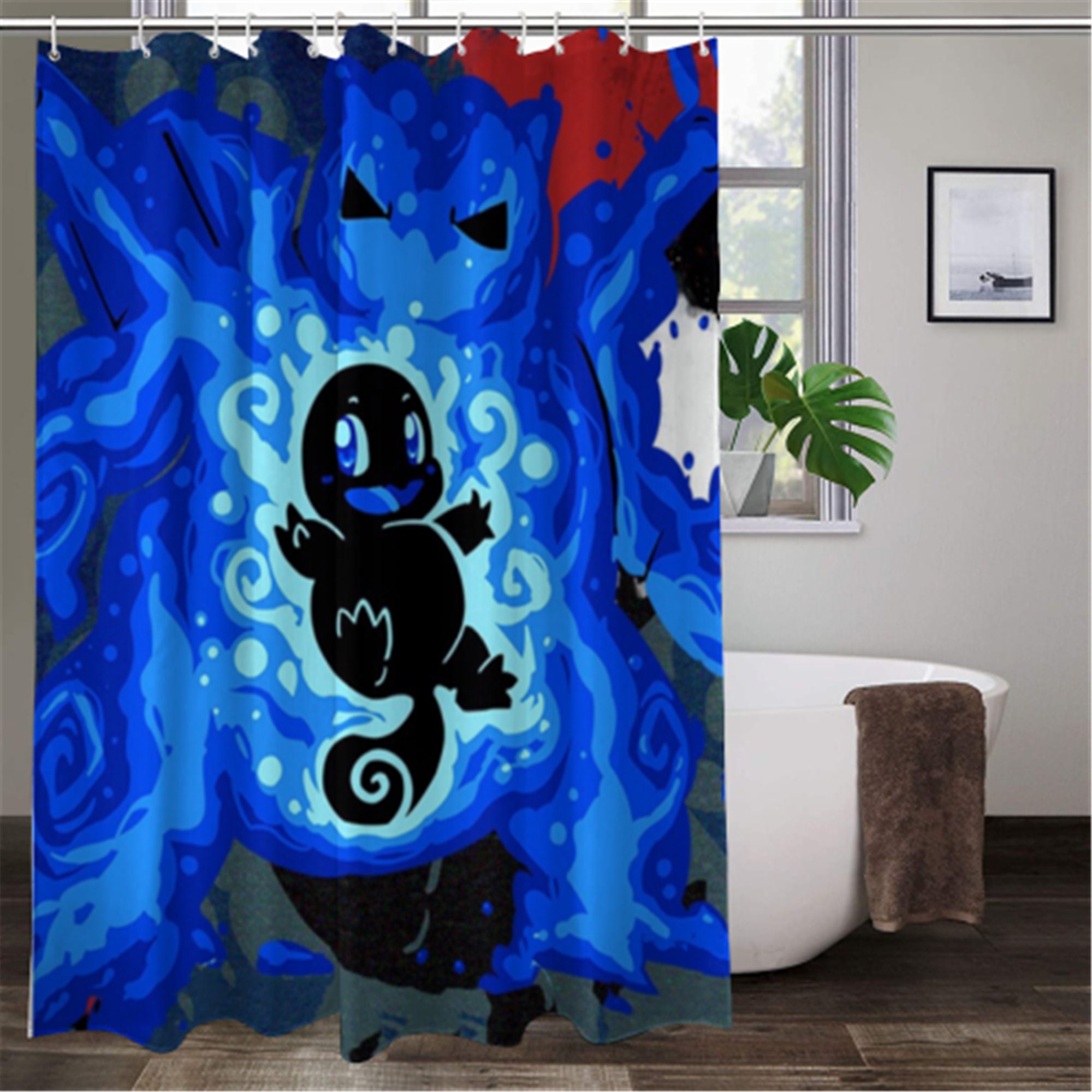 Pikachu Shower Curtain Pokemon Shower Curtain Custom Shower Etsy