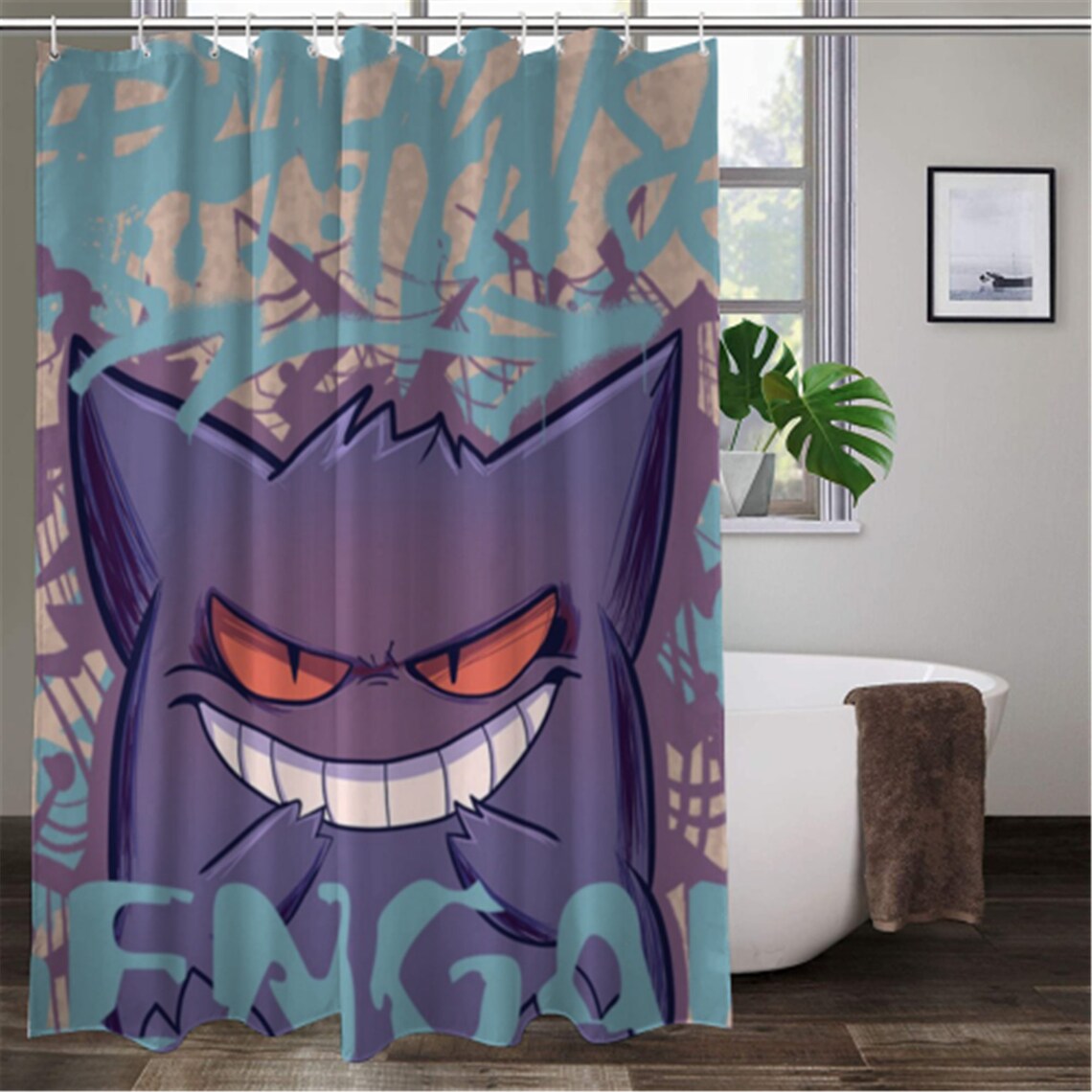 Pikachu Shower Curtain Pokemon Shower Curtain Custom Shower Etsy