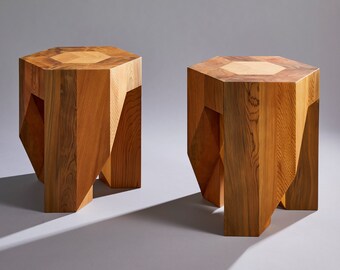 Yosegi Pair Stool - Jindai Cedar Edition -