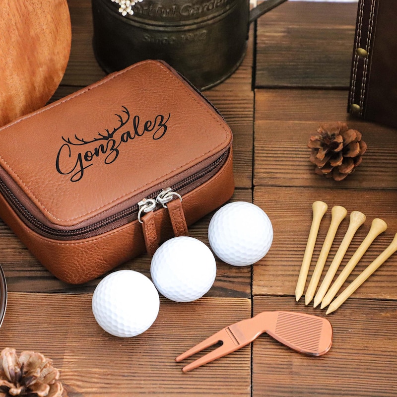 Personalized Golf Ball Bag, Golf Gifts for Men, Tees Holder, Groomsmen Gifts, Golf Gift For Men, Golf Accessories, Leather Golf Bag