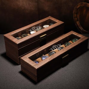 Gepersonaliseerde horlogeopslag, bruidsjonkersgeschenken, gegraveerde horlogedoos voor mannen, aangepast kerstcadeau, horlogeorganisator, horlogeopslag, cadeau voor hem