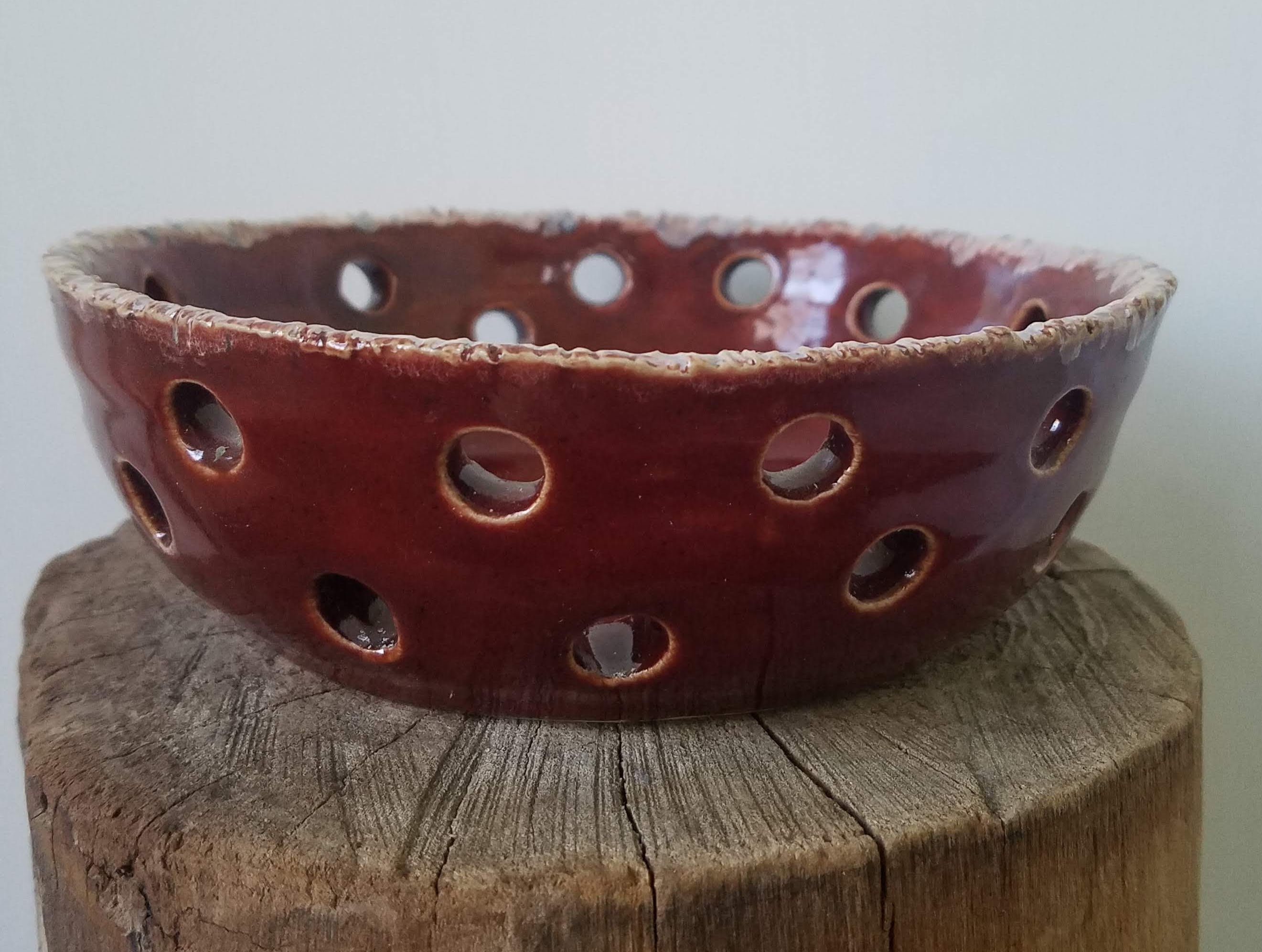 Handmade pottery bowl with burgandy glaze Etsy