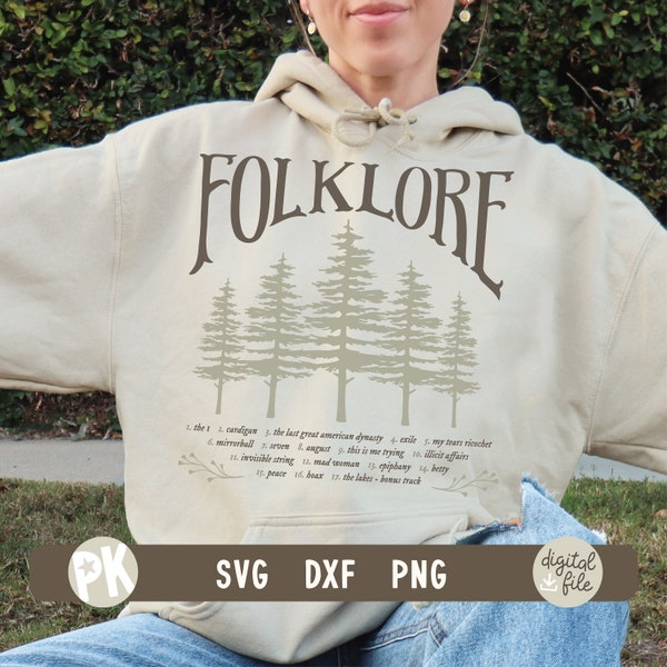 Folklore Tracklist SVG - DXF - PNG / Files for Creators / Cricut / Sublimation / Folklore Trees / Swiftie Merch Design / Instant Download