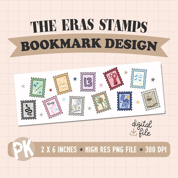 Taylor Eras as Stamps Bookmark Design / PNG File / File for Creators / Sublimation / Printable Bookmark / Swiftie Merch / Instant Download