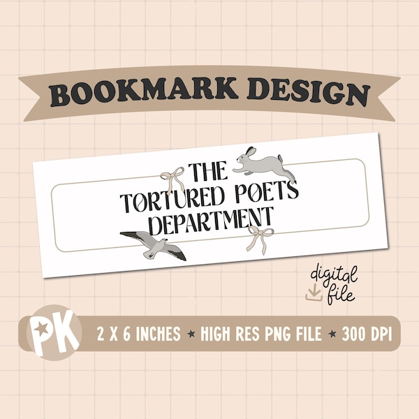 The Tortured Poets Dept. Bookmark Design / PNG / File for Creators / Sublimation / Printable Bookmark / Swiftie Design / Instant Download