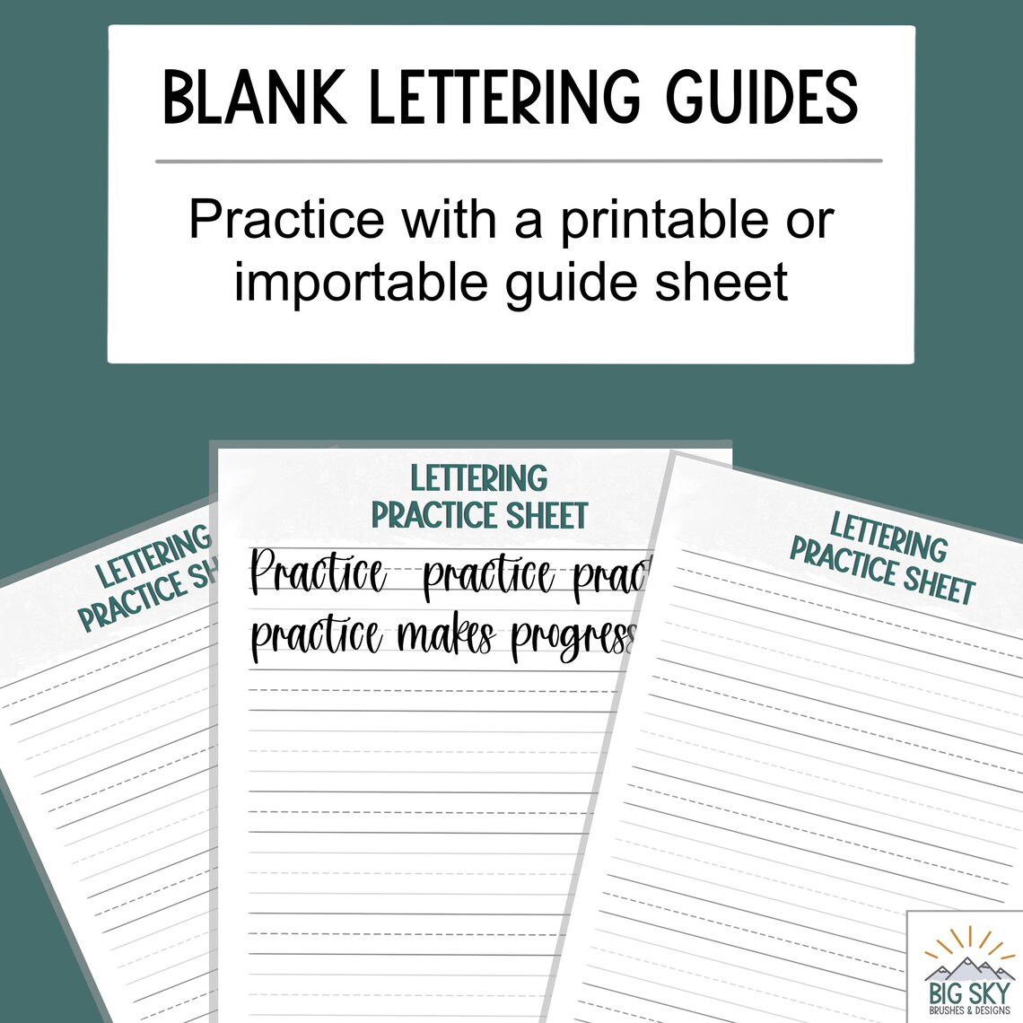 Lettering Guide for Procreate, Blank Printable Practice Sheet for Hand ...