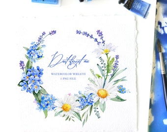 Watercolor Floral Clipart Carnations /& Forget Me Not Flowers Digital Download Bouquet Wreath Carnation Forget-Me-Not Free Commercial Use Png