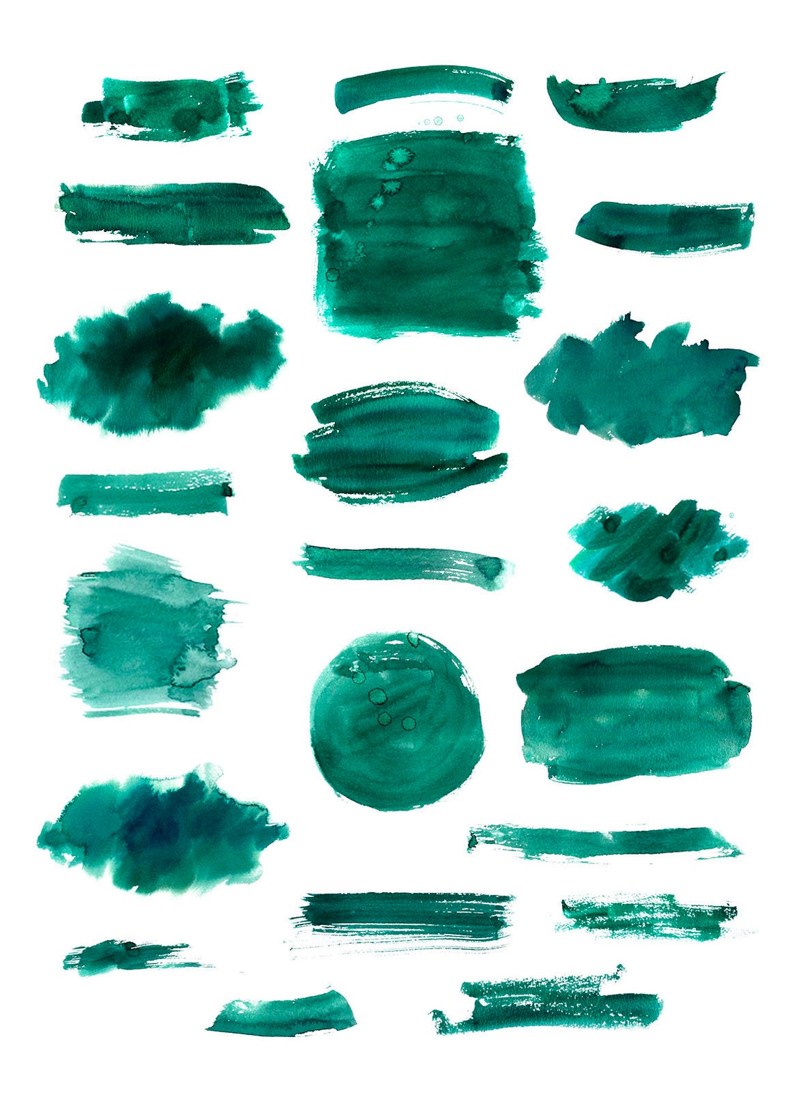 Emerald dark green watercolor background and brush strokes. | Etsy