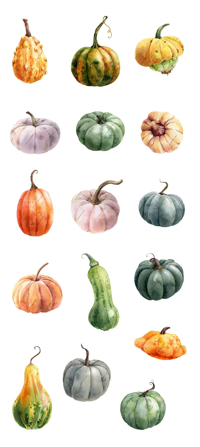 Download Green Halloween Png Autumn Harvest Clip Art Pumpkins Separate Elements Watercolor Clipart Gray Pumpkins Yellow Orange Craft Supplies Tools Papercraft Vtibgroup Com