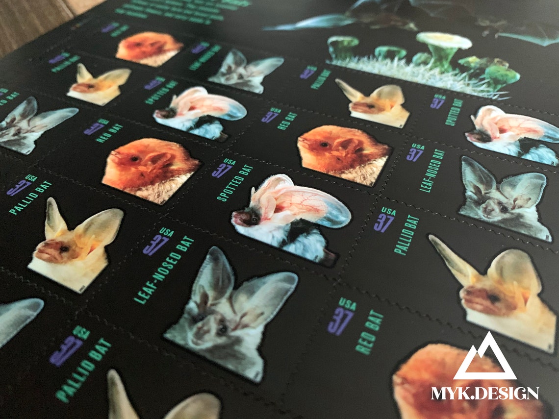 Block of 20 American Bats U.S. Stamps 2002 Postage Stamps Etsy