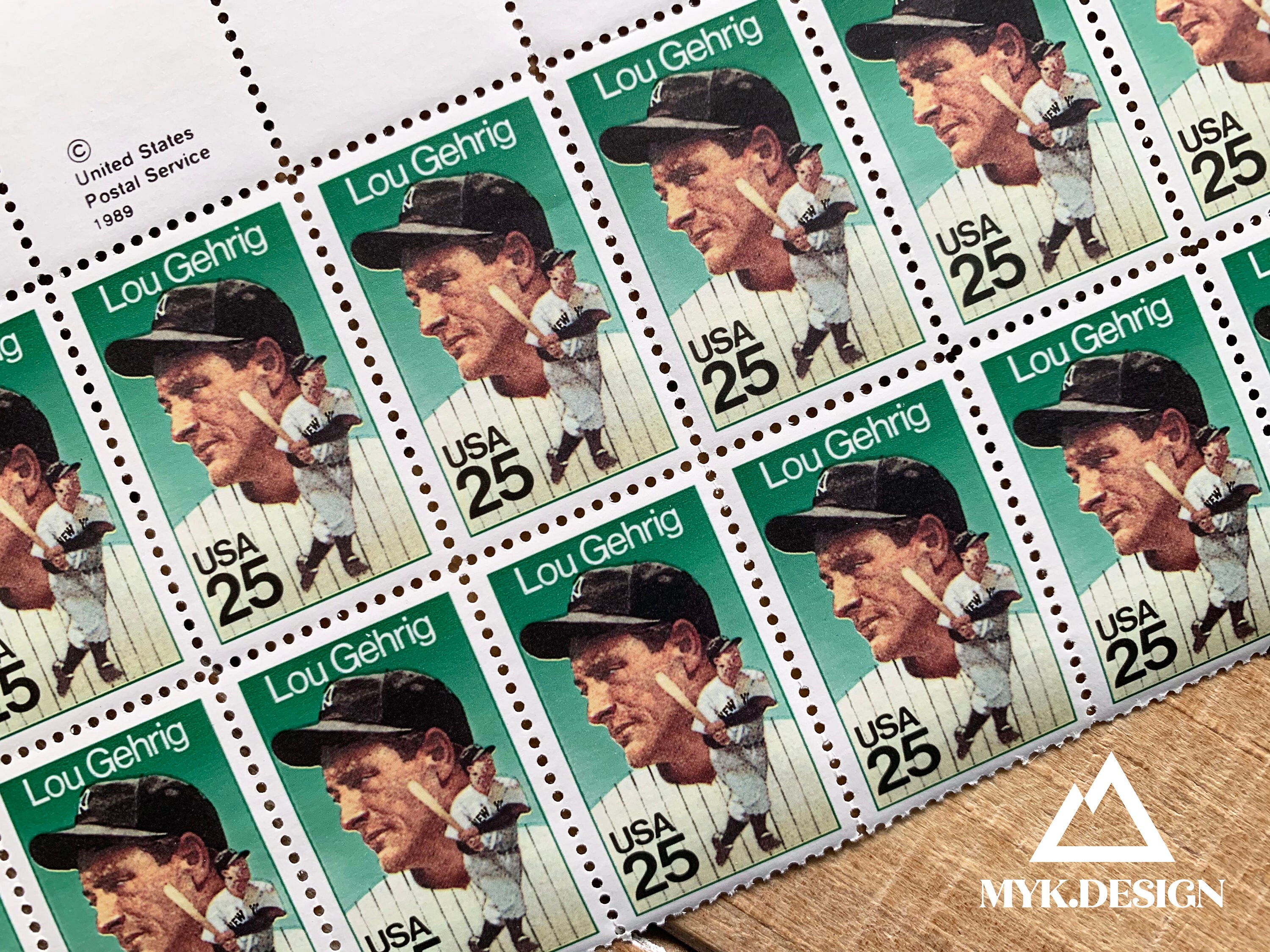 Lou Gehrig Block of 20 U.S. Stamps 1989 Postage Stamps for Etsy
