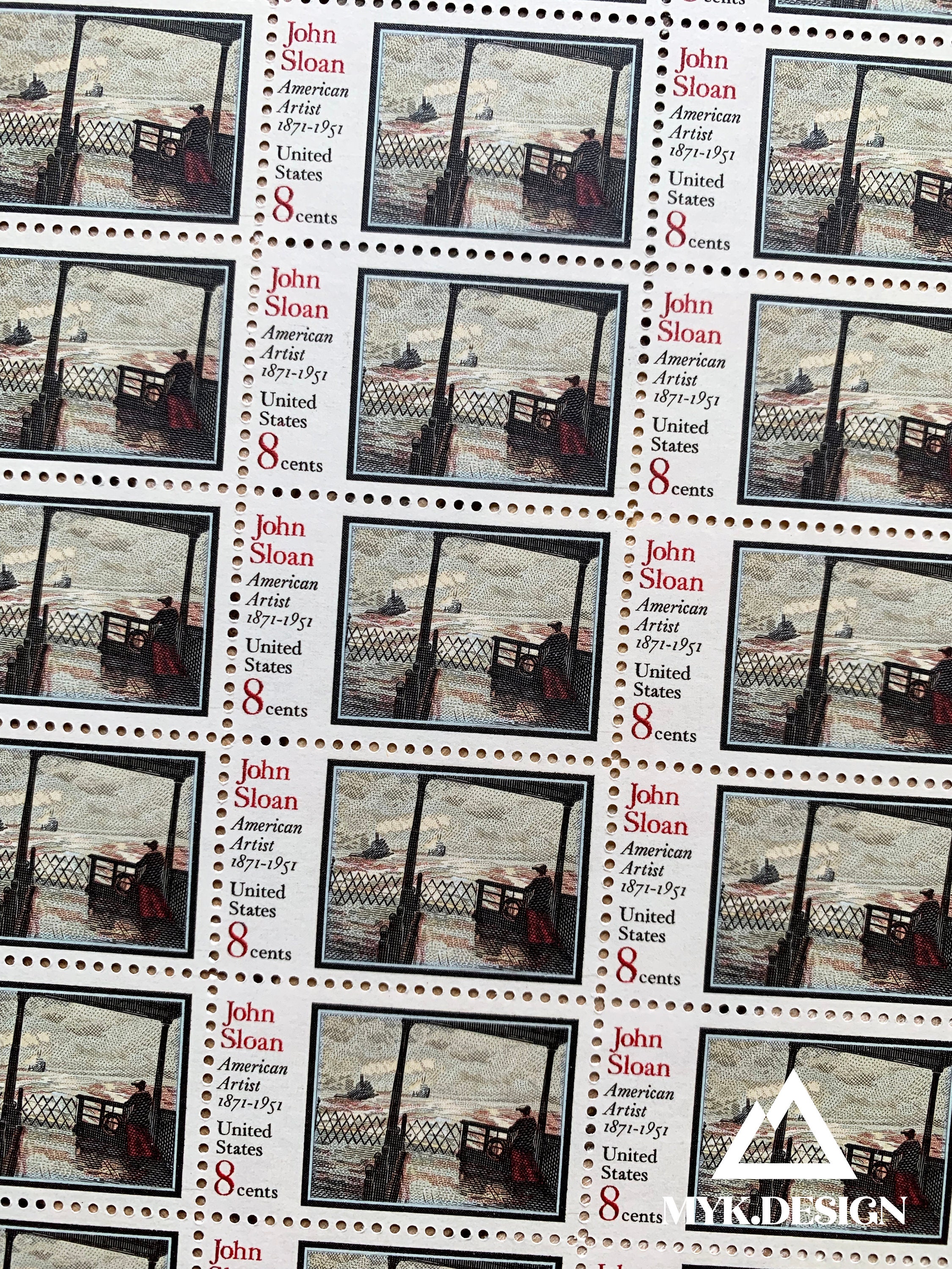 10 Unused Vintage Postage Stamps for Mailing Letters USPS  John Sloan Painting Art  8 cents  1971  No 1433