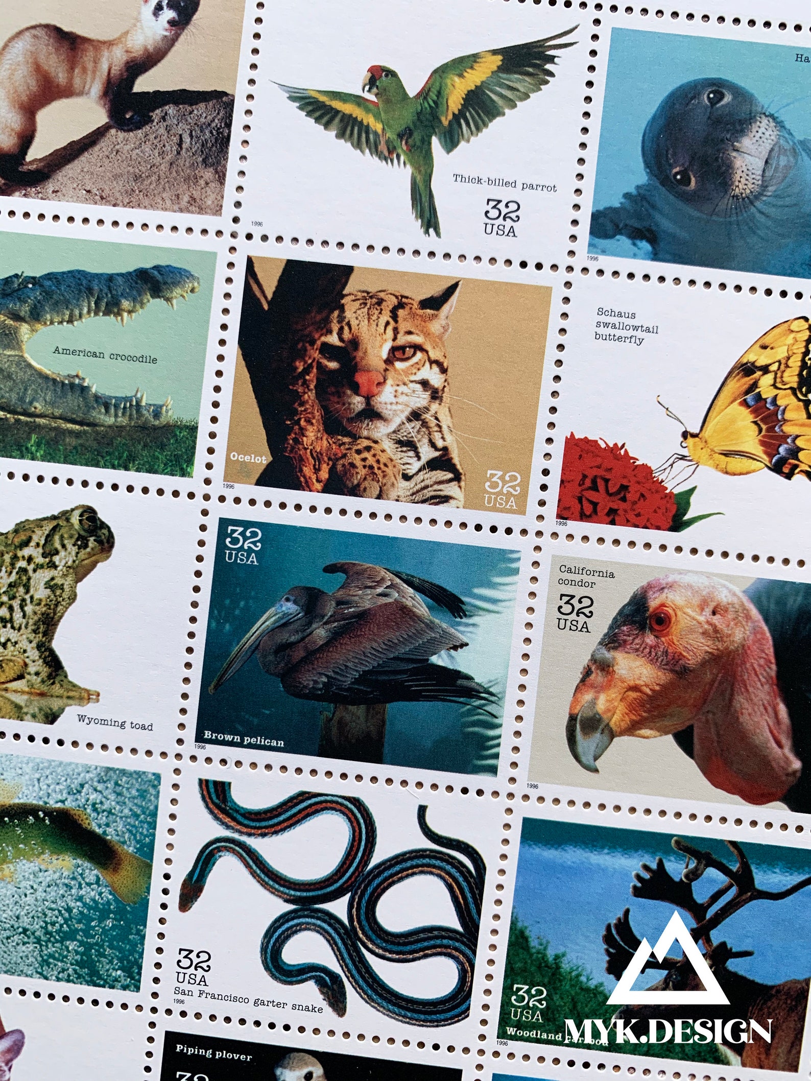Endangered Species Sheet of 15 U.S. Stamps 1996 Postage Etsy