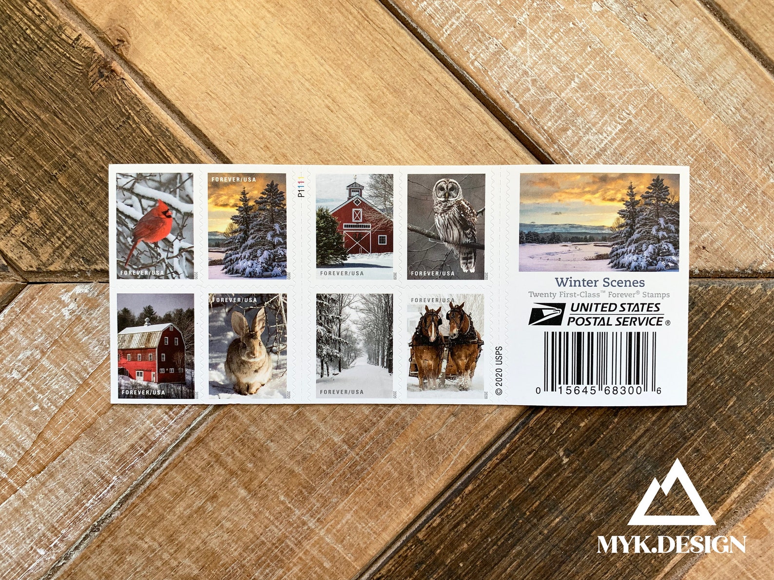 Winter Scenes Booklet of 20 U.S. Stamps 2020 Postage for Etsy