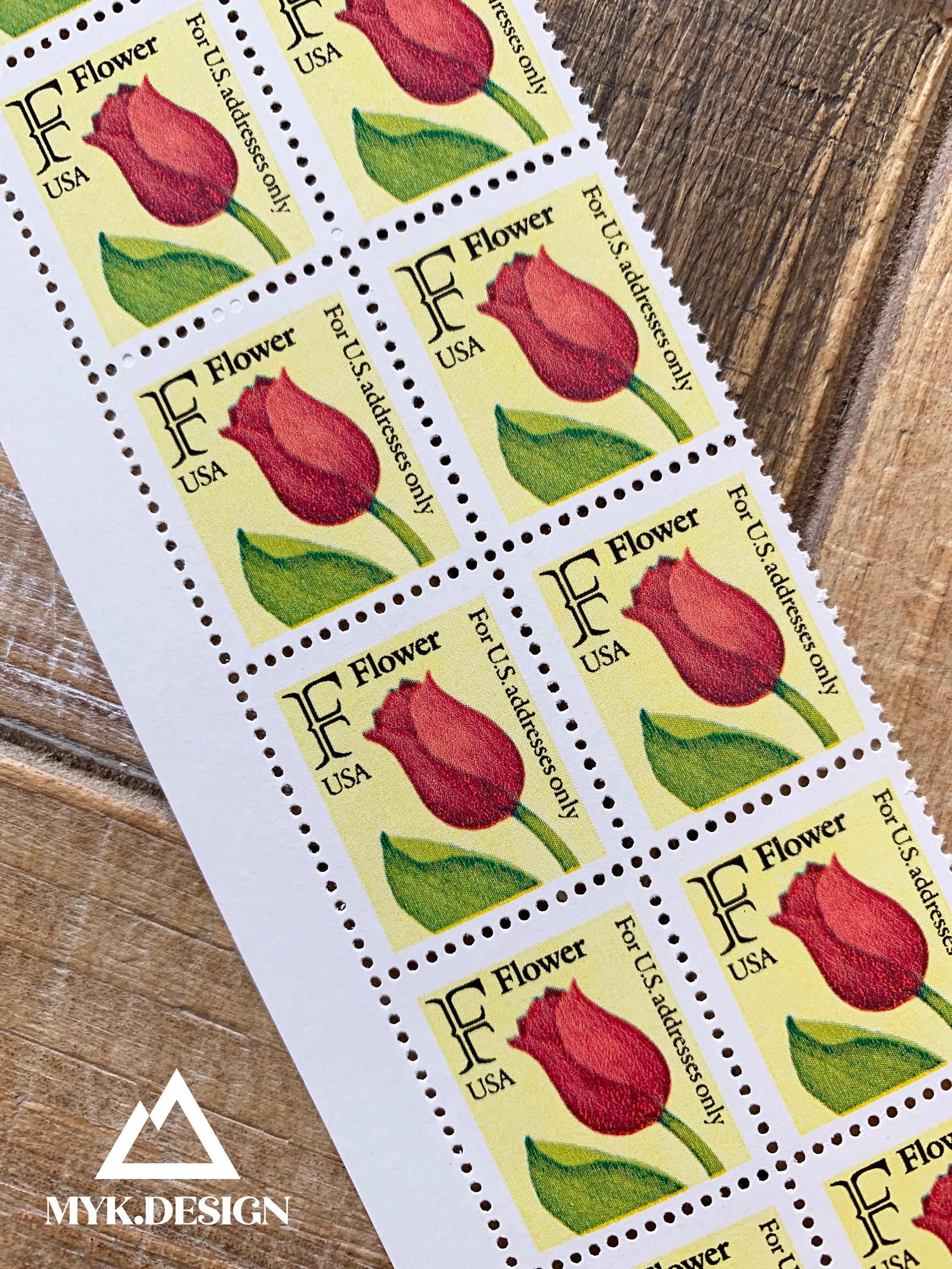 Red Tulip U.S. Stamps Block of 20 1991 Postage Stamps for Etsy